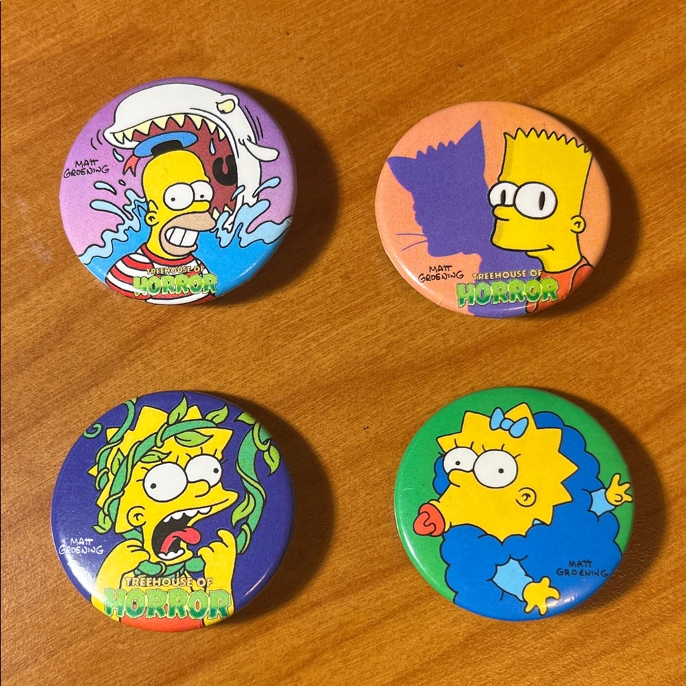 Set of 4 Simpson Treehouse of Horror Buttons